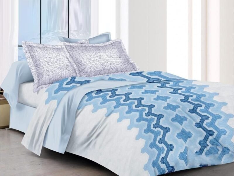 Sky Blue Luxury Pure Cotton Double Bedsheet Set