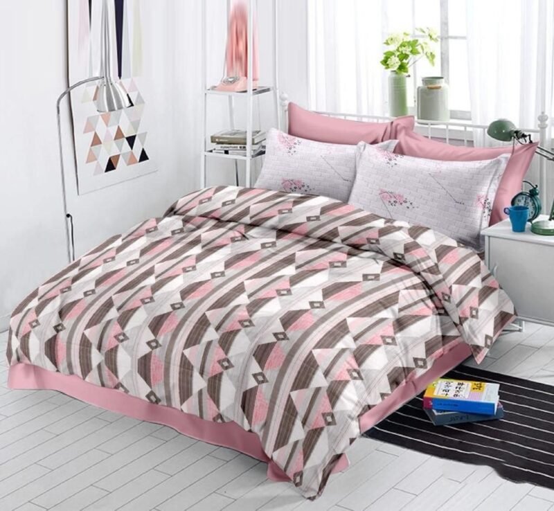 Baby Pink Luxury Pure Cotton Double Bedsheet Set