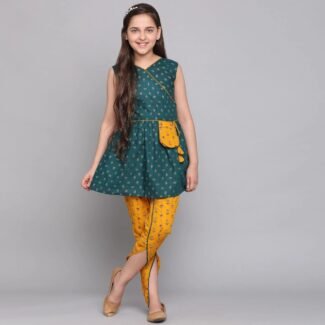 Rama Colour Poly Cotton Girls Casual & Party Wear Kurta and Dhoti Pant Set