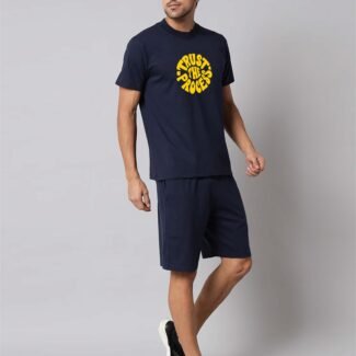 Navy Blue Plain T Shirt Half Sleeve And Shorts