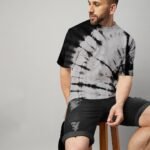 Black And Grey Tie And Die Oversize T-shirt For Men