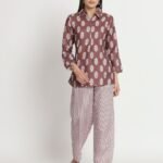 Coffee Colour Cotton Printed Party Wear Co-ords Set