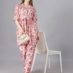 Printed pink 2-Piece Shirt and Trousers Set