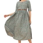Women's Green Colour Crepe Printed Casual Wear Dress