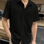 Black Colour Men Casual Wear Cotton Structured Shirt