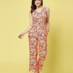 Printed Sleeveless Top and Full Length Trouser Pant Co-ord
