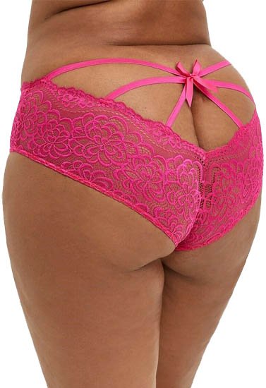 Plus size sexy cage back lace panties 1